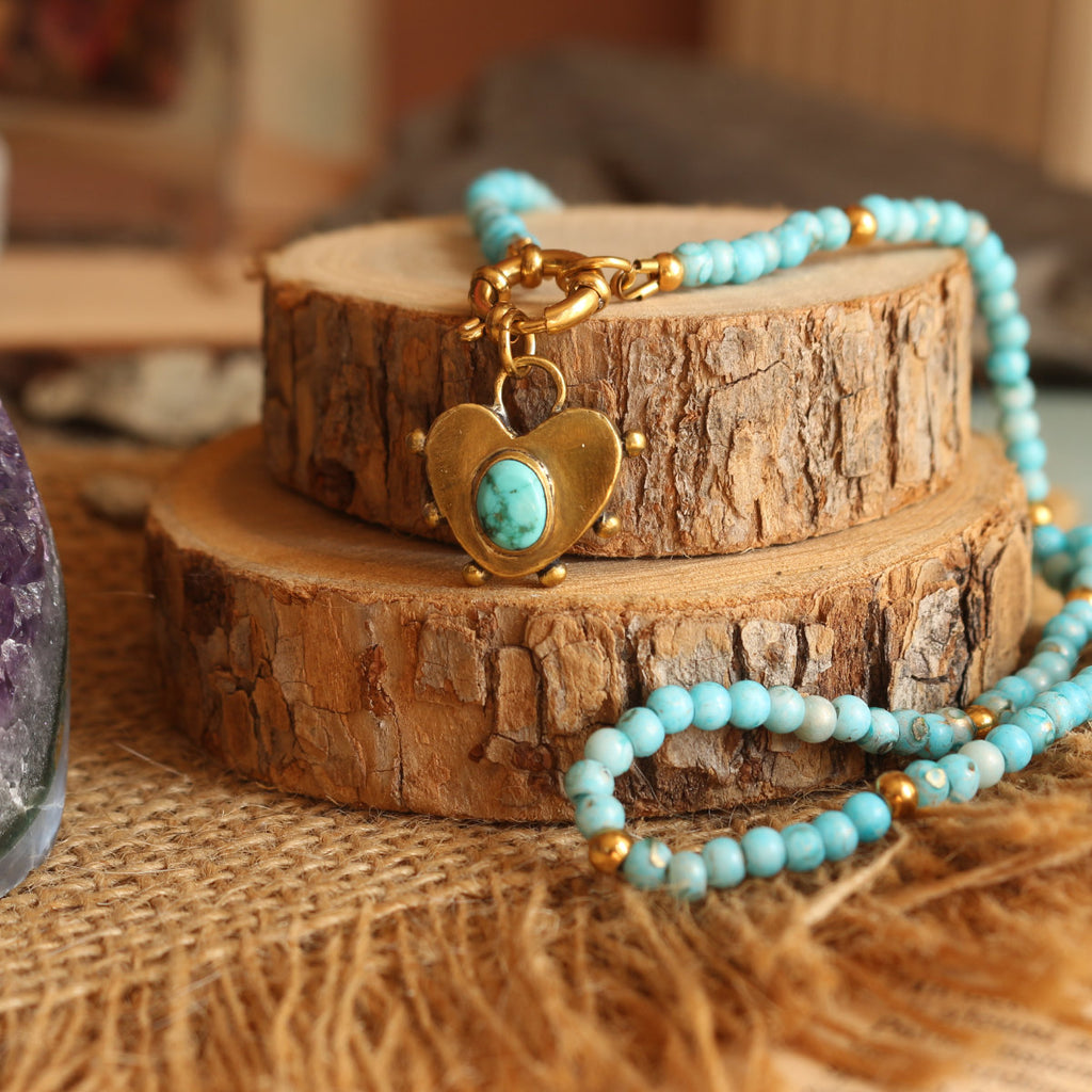 Collana e Choker con Cuore Turchese e Stelle