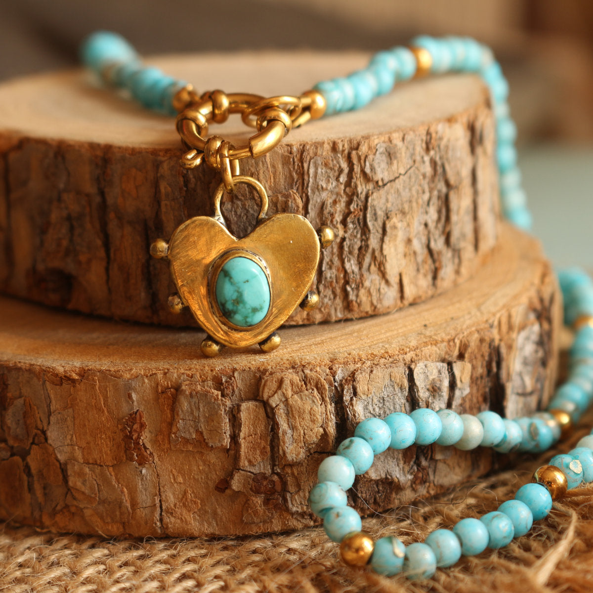 Collana e Choker con Cuore Turchese e Stelle