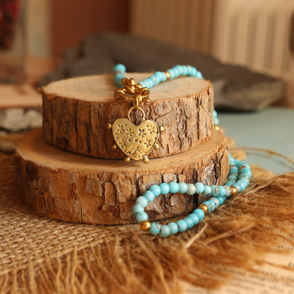 Collana e Choker con Cuore Turchese e Stelle