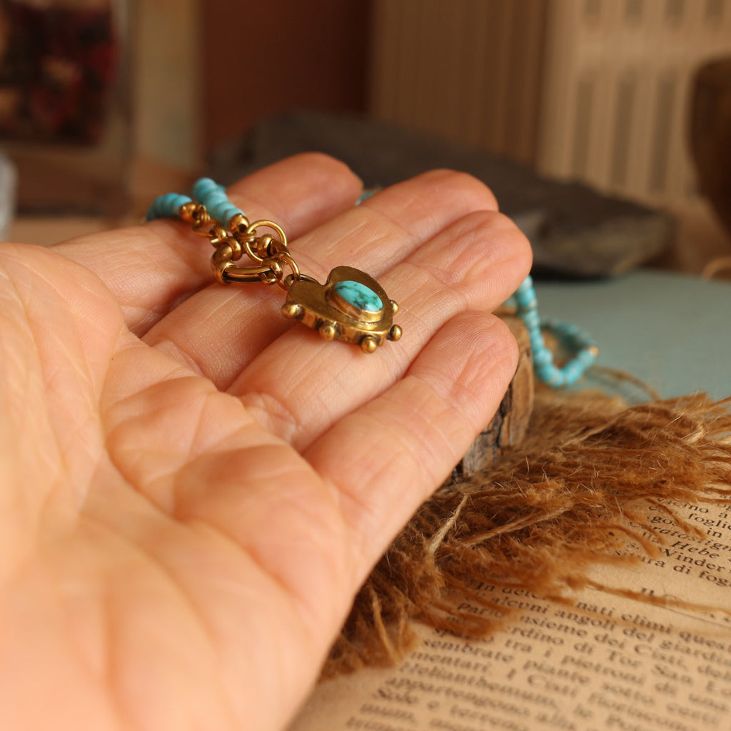 Collana e Choker con Cuore Turchese e Stelle