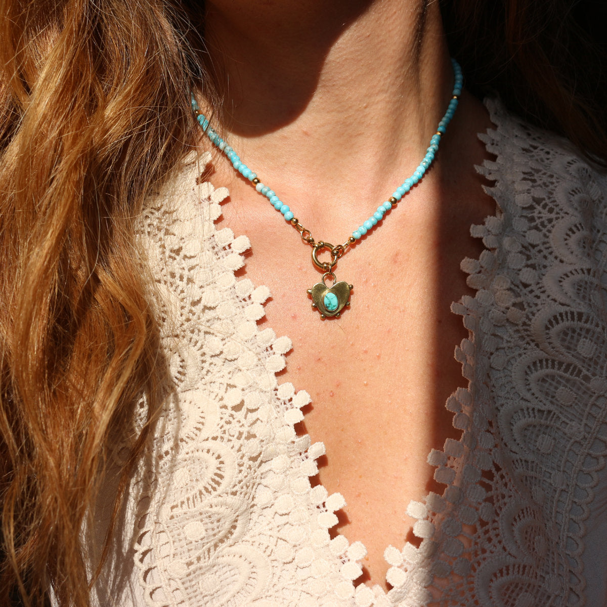 Collana e Choker con Cuore Turchese e Stelle