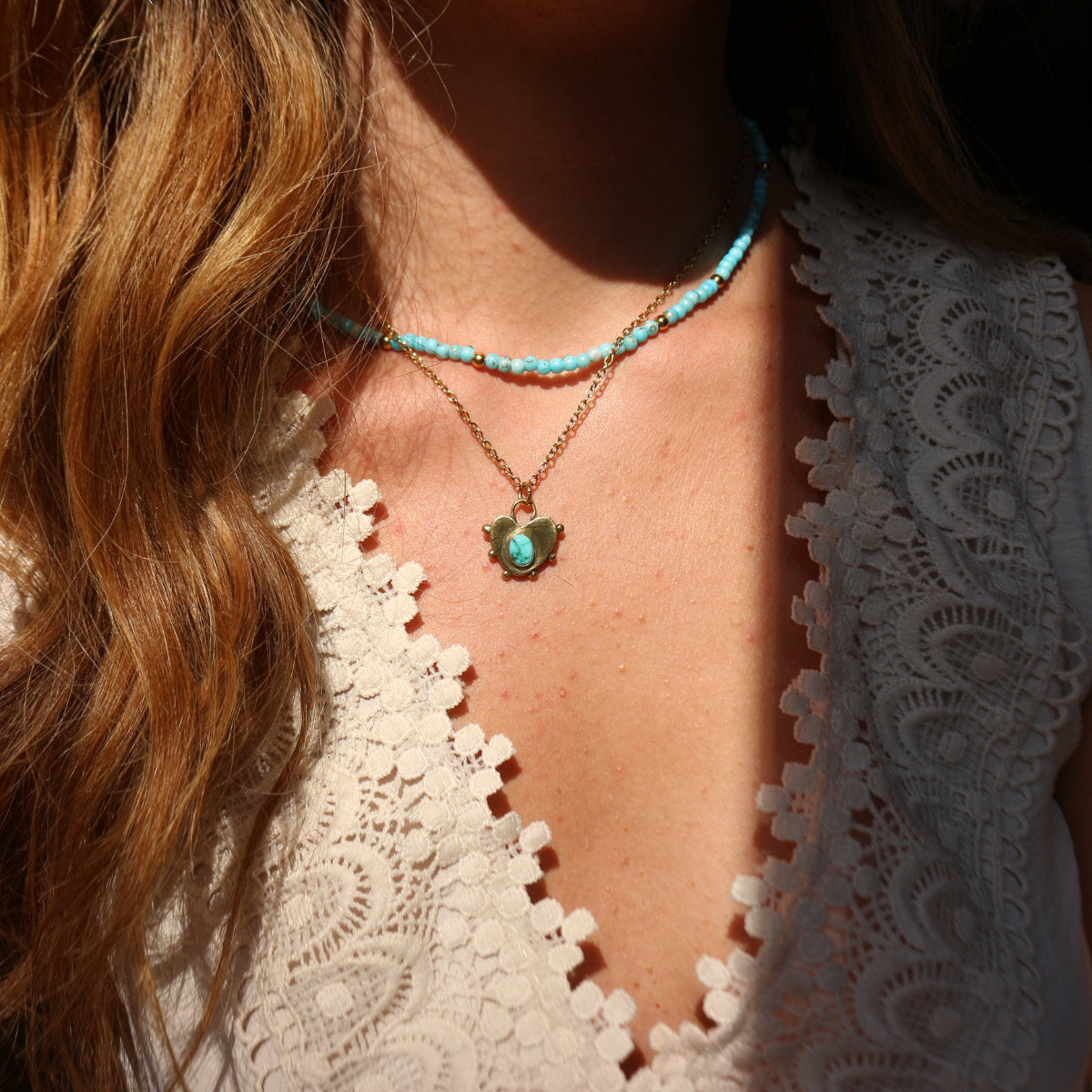 Collana e Choker con Cuore Turchese e Stelle