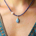 Collana della Sirena Leucosia - Lapislazzuli e Azzurrite bluebird