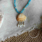 Collana della Sirena Nerissa - Apatite e Conchiglia naturale