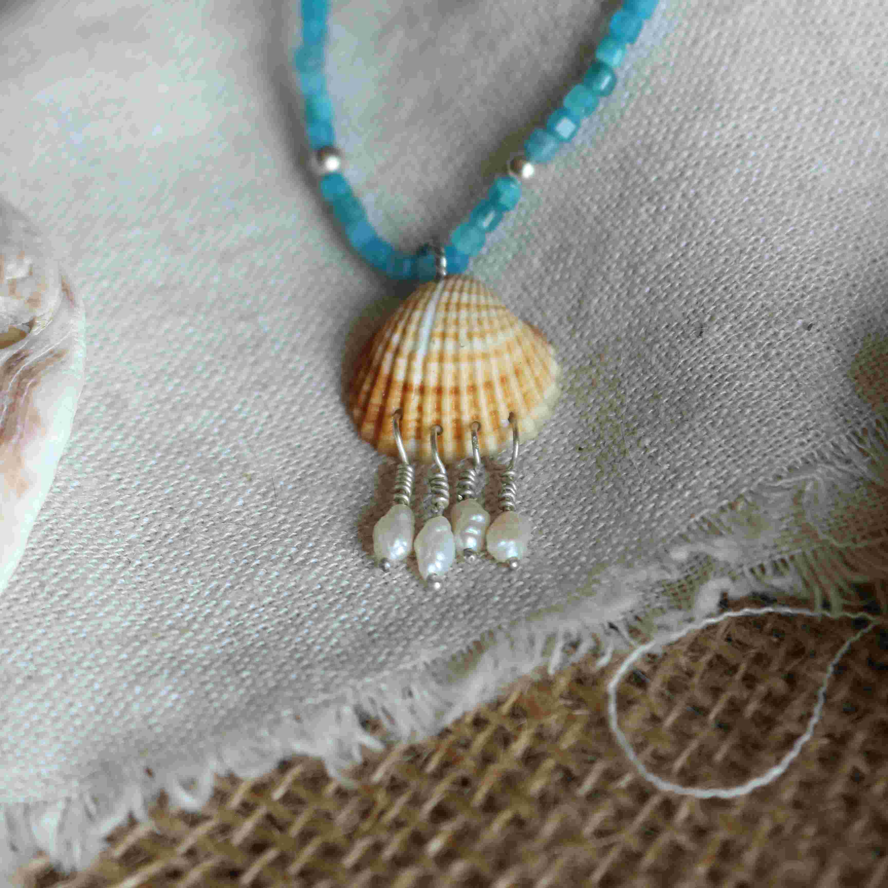 Collana della Sirena Nerissa - Apatite e Conchiglia naturale