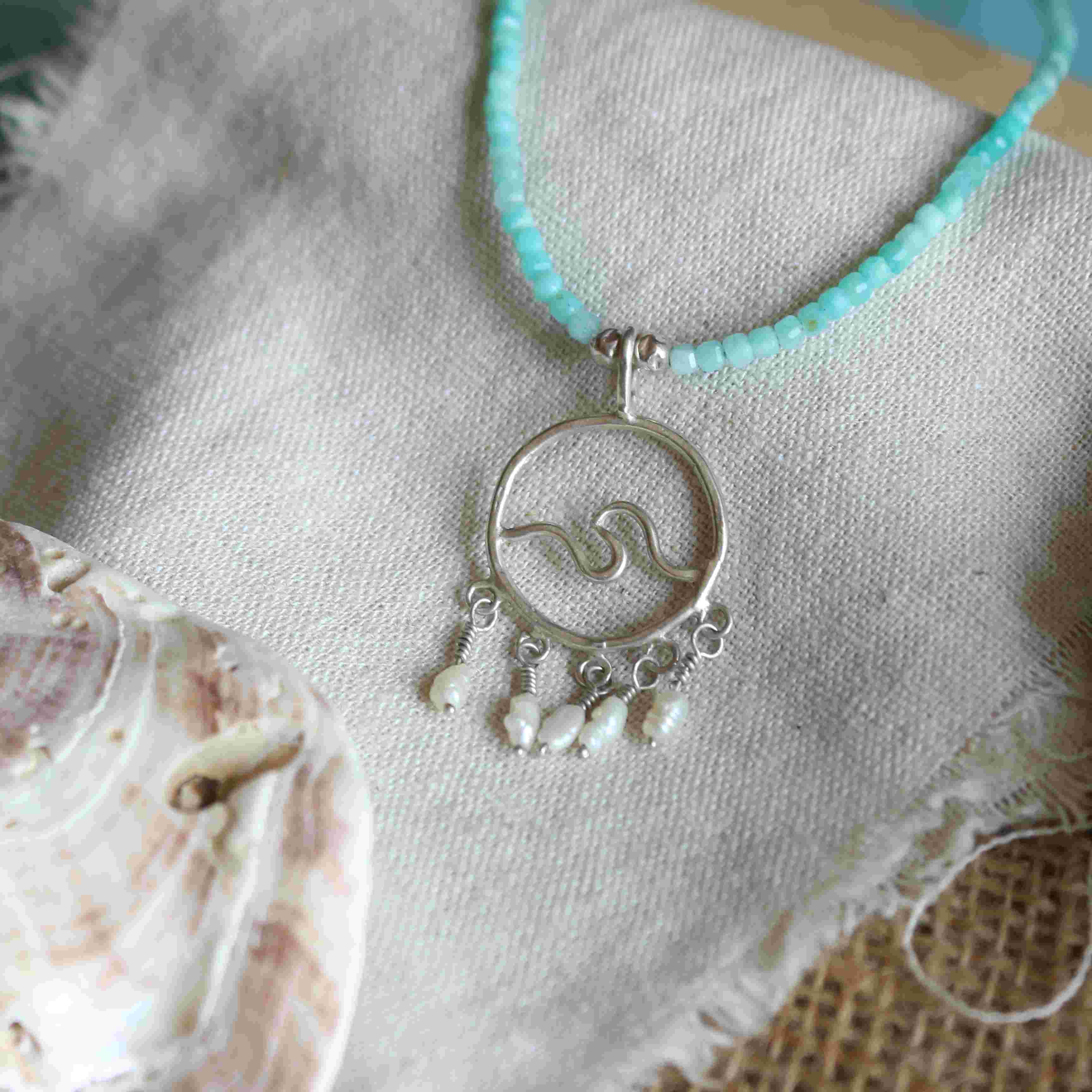 Collana Ondina - Amazzonite e micro perle