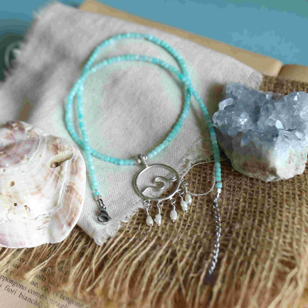 Collana Ondina - Amazzonite e micro perle