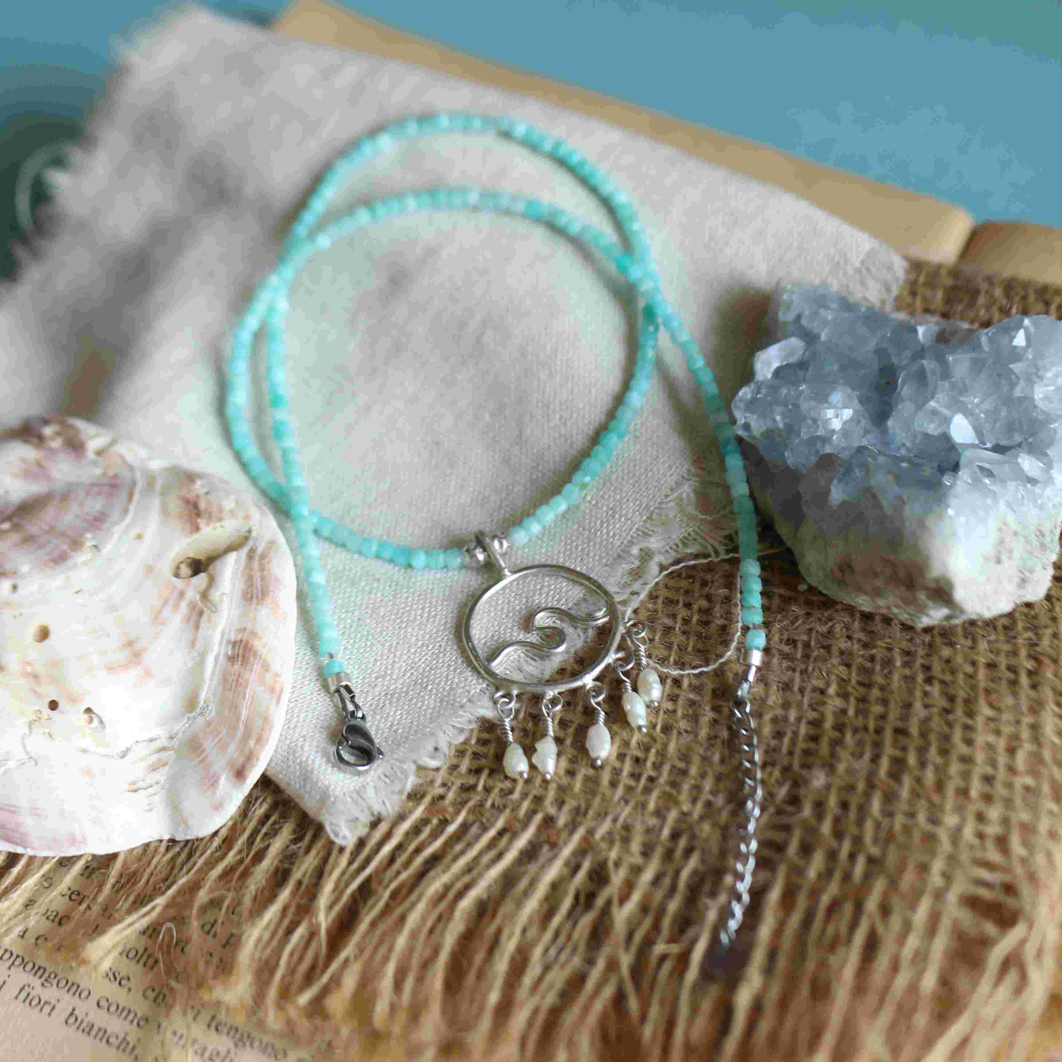 Collana Ondina - Amazzonite e micro perle