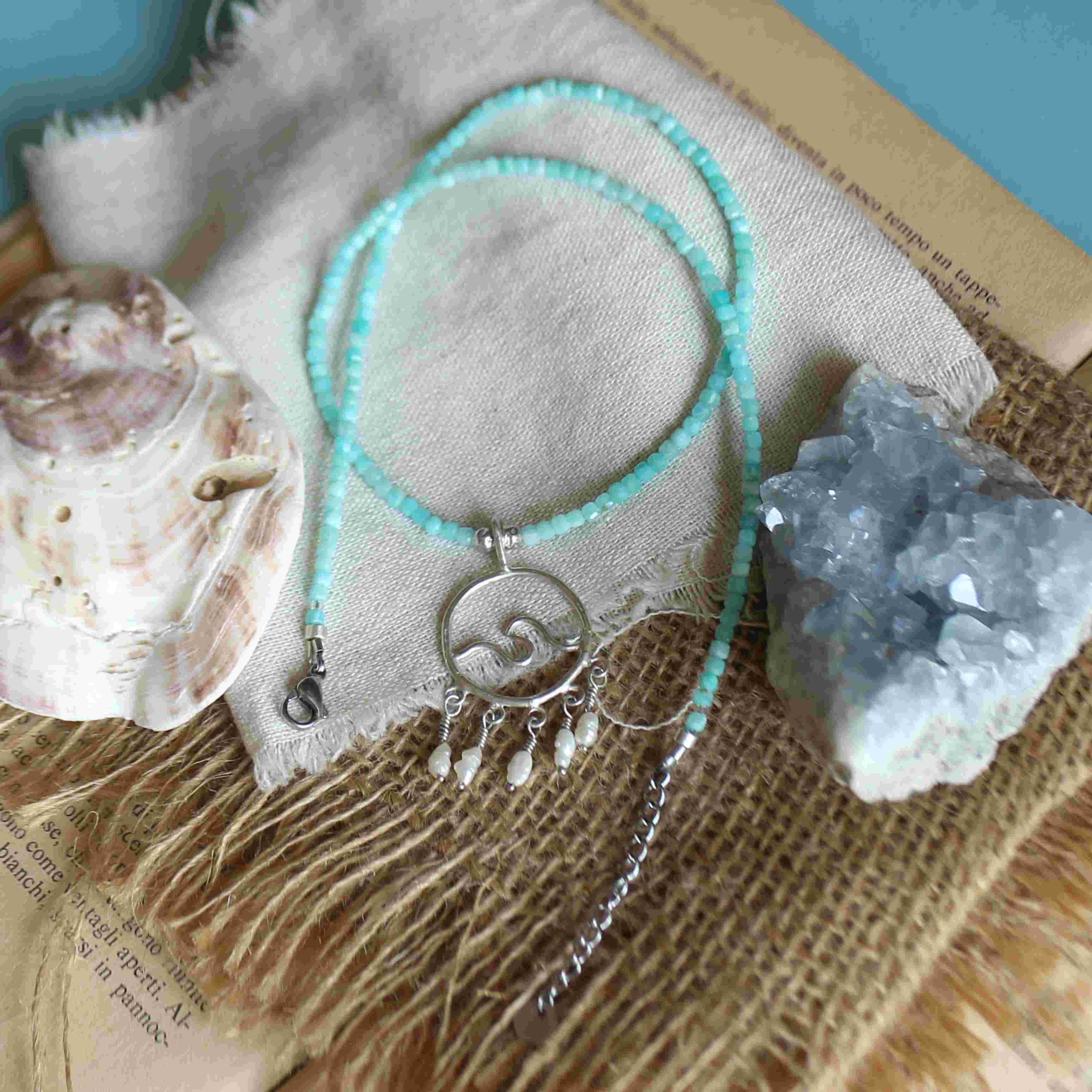 Collana Ondina - Amazzonite e micro perle