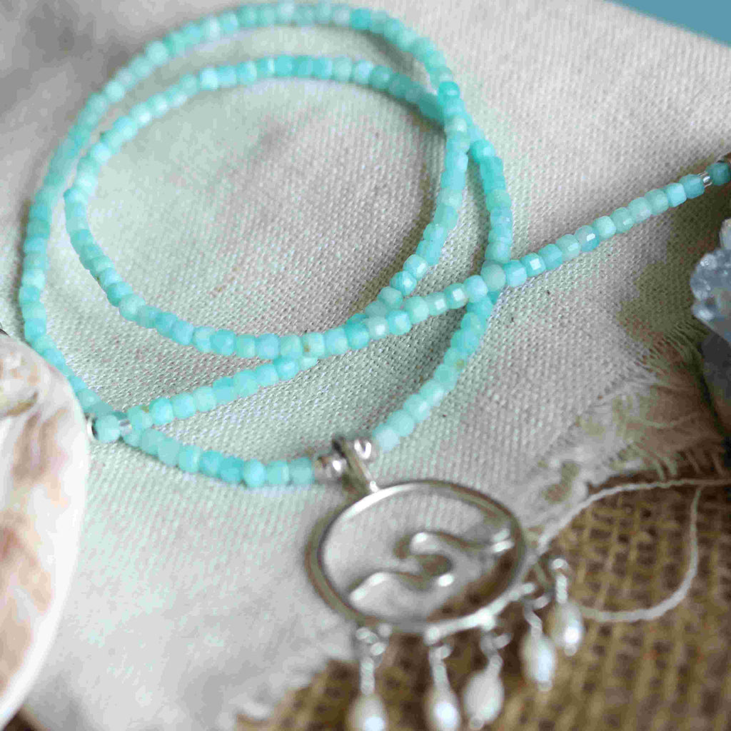Collana Ondina - Amazzonite e micro perle