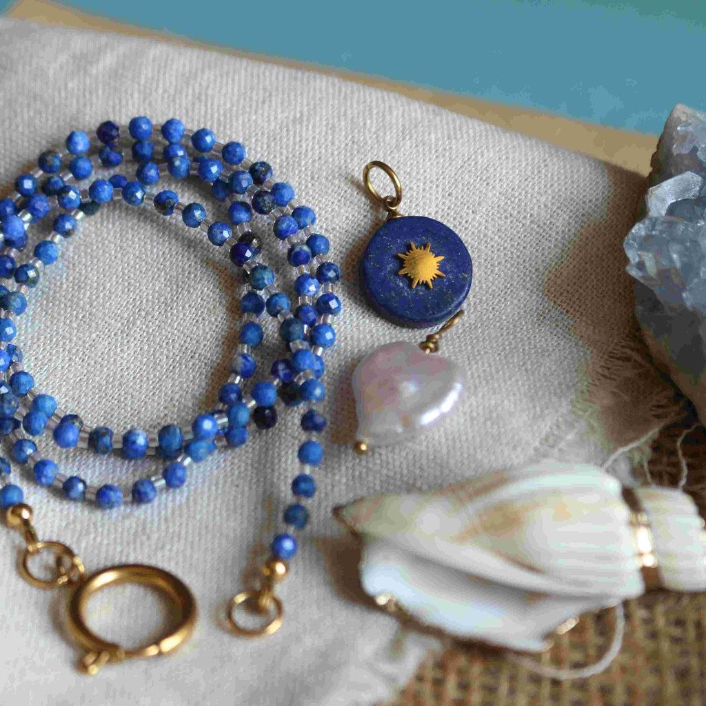 Collana Galatea - Conchiglia, Lapislazzuli, Perla barocca