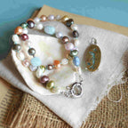La Sirena Partenope e i suoi tesori - Choker di perle colorate e Ciondolo Sirena