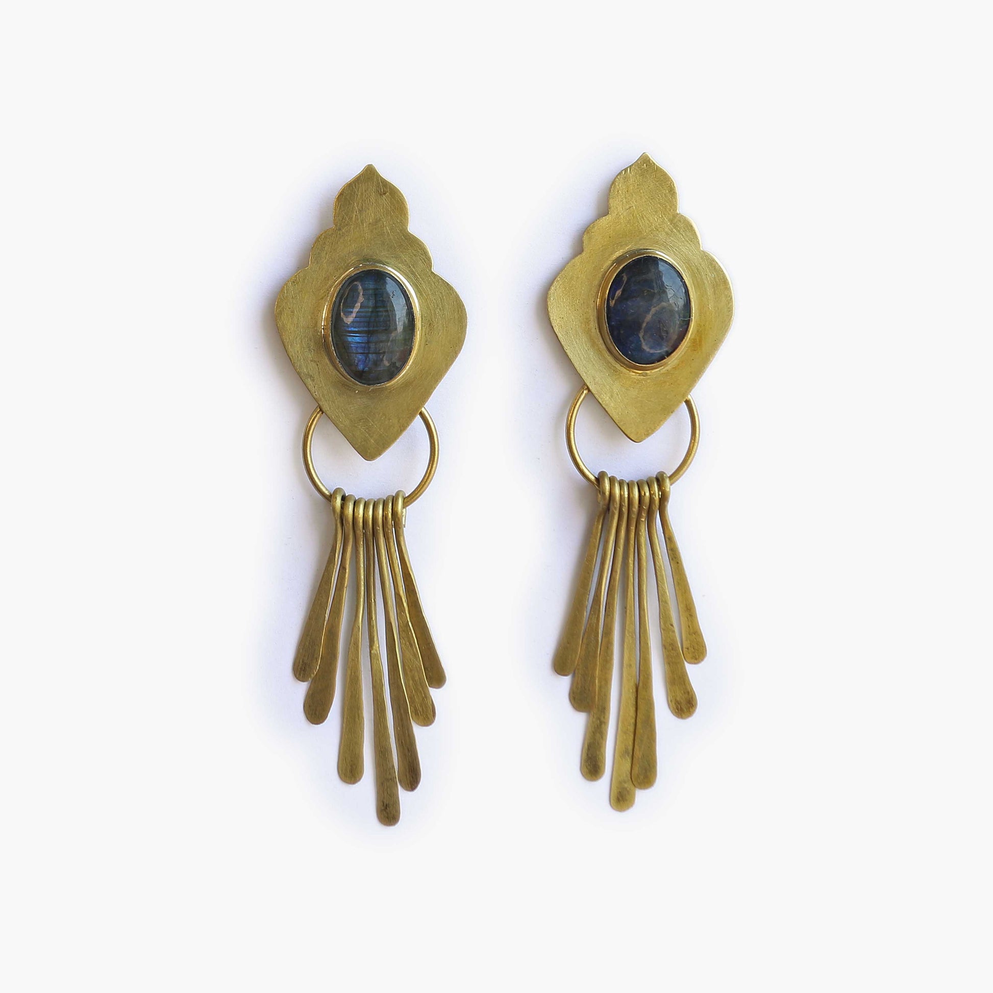 Orecchini Labradorite "Athtar" con frange
