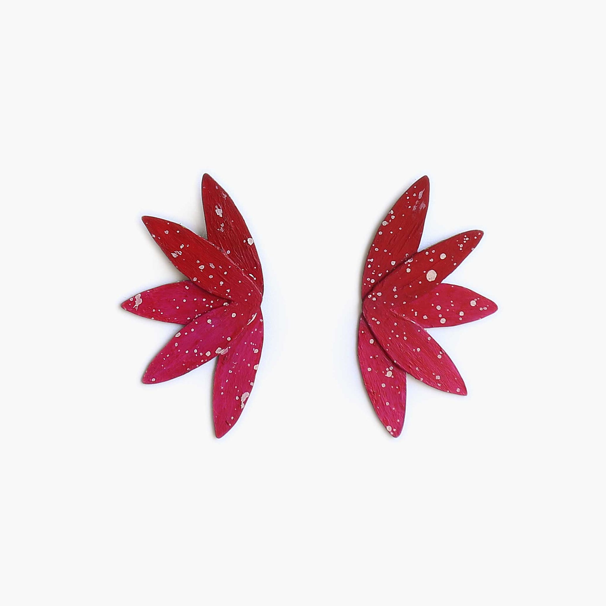 Orecchini "Fiori di Loto" Rosso - Dipinti a mano