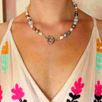 La Sirena Partenope e i suoi tesori - Choker di perle colorate e Ciondolo Sirena