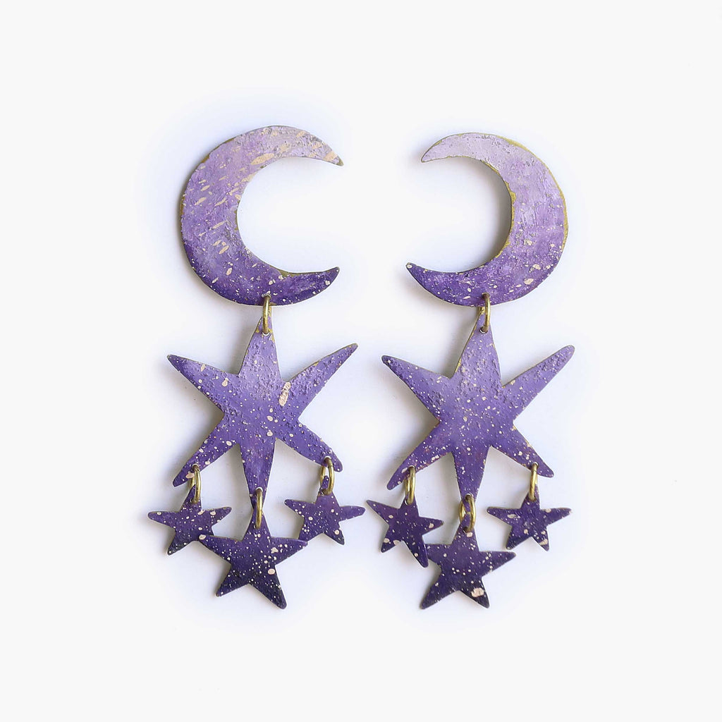 Orecchini "Caelora" viola - dipinti a mano