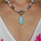 La Sirena Partenope e i suoi tesori - Choker di perle colorate e Ciondolo Sirena