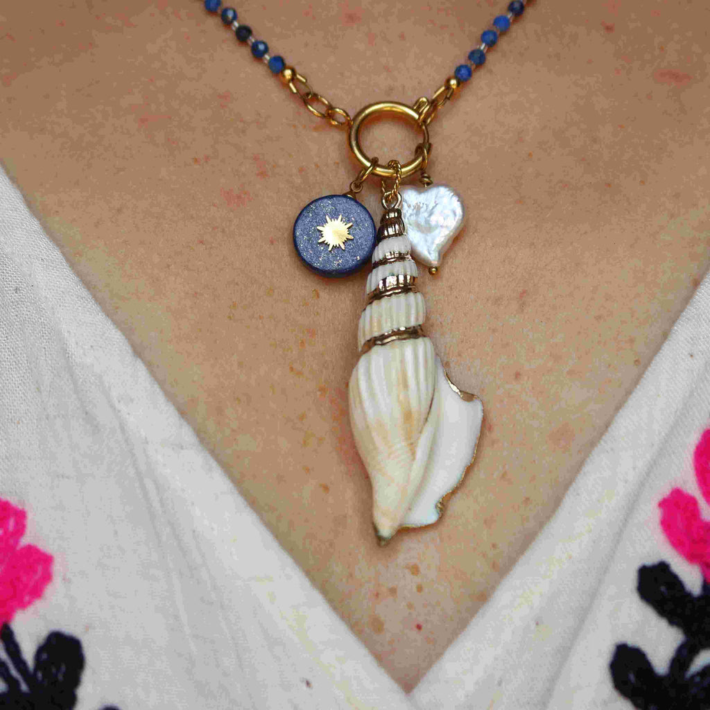 Collana Galatea - Conchiglia, Lapislazzuli, Perla barocca