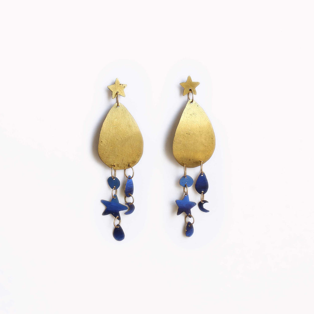 Orecchini Blu Star - Dipinti a mano