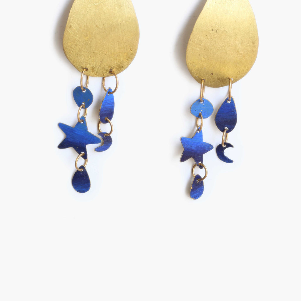 Orecchini Blu Star - Dipinti a mano