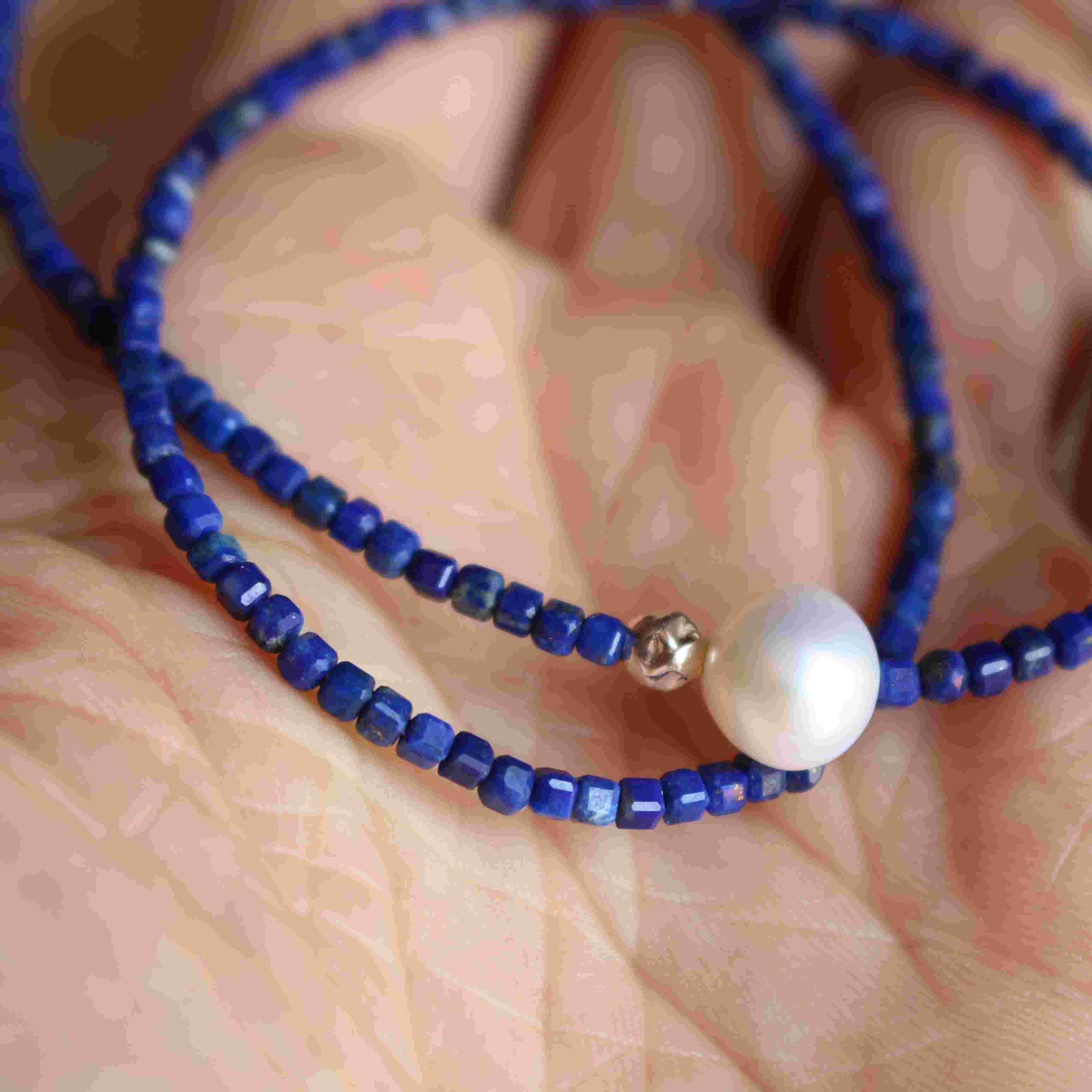 Collana della Sirena Leucosia - Lapislazzuli e Azzurrite bluebird