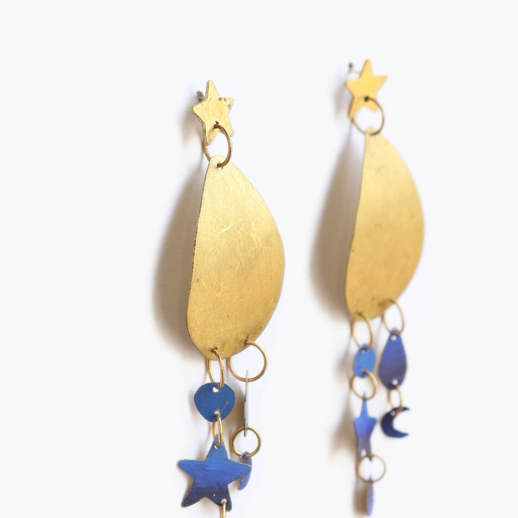 Orecchini Blu Star - Dipinti a mano