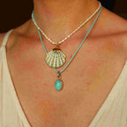 La Sirena Mareluna - Choker con Conchiglia azzurra e Collana con Turchese