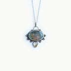 Ciondolo Labradorite e Quarzo rutilato golden in Argento