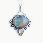 Ciondolo Labradorite e Quarzo rutilato golden in Argento