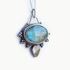 Ciondolo Labradorite e Quarzo rutilato golden in Argento