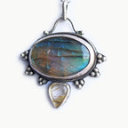 Ciondolo Labradorite e Quarzo rutilato golden in Argento