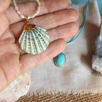 La Sirena Mareluna - Choker con Conchiglia azzurra e Collana con Turchese