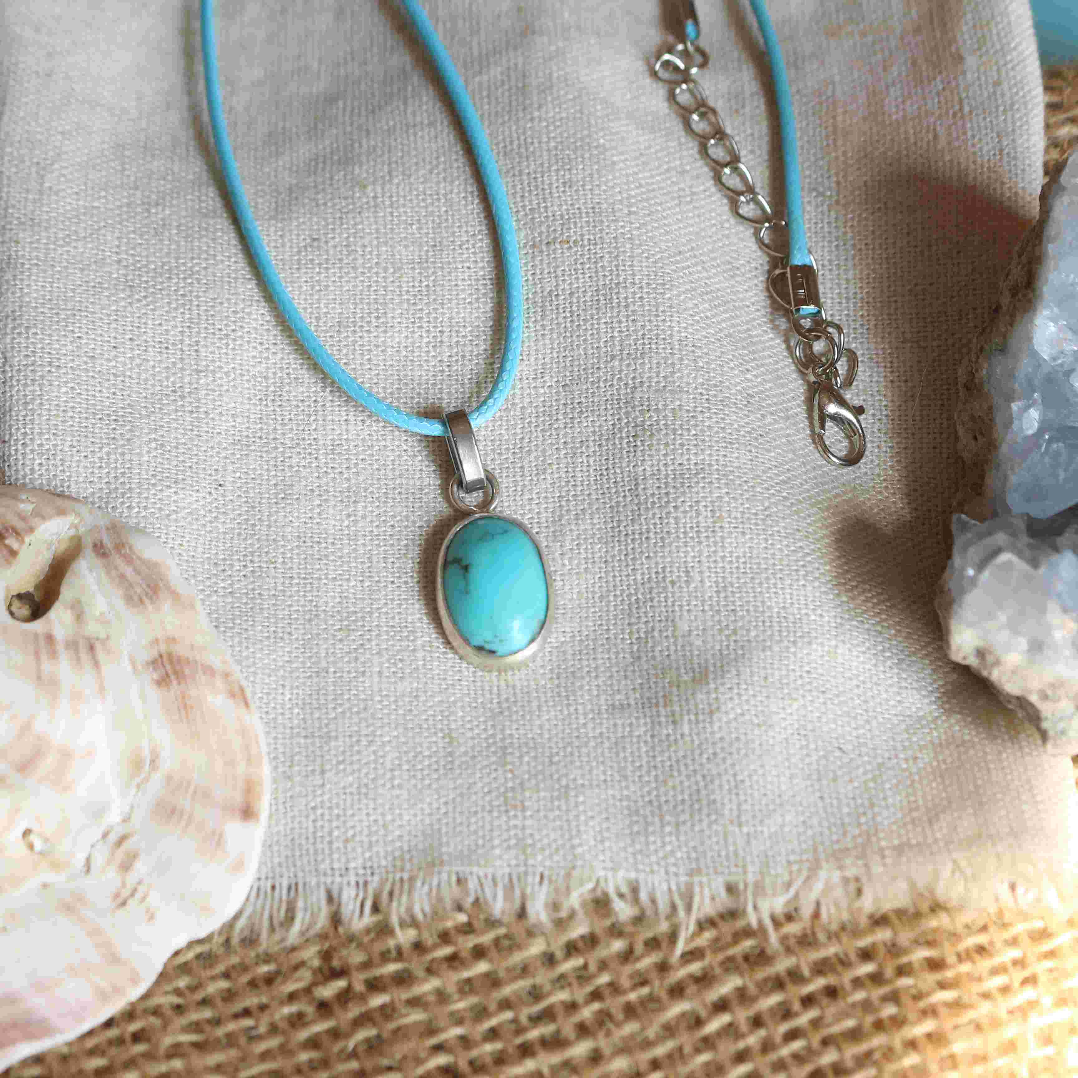 Collana della Sirena Mareluna - Choker con Conchiglia azzurra e Collana con Turchese