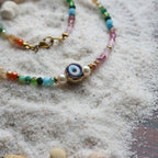 Collana "Occhietto Fortunato" Perle coltivate e cristalli