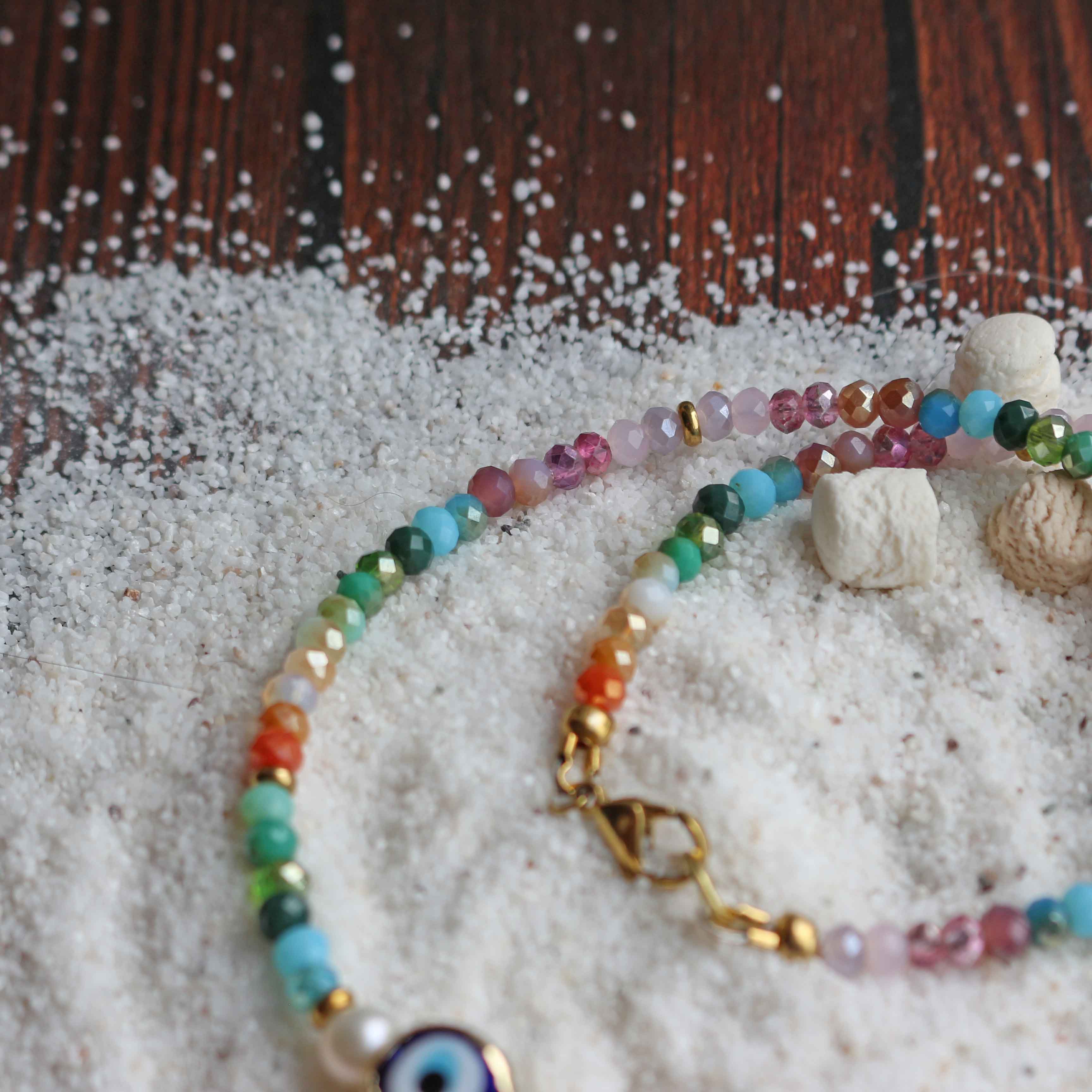 Collana "Occhietto Fortunato" Perle coltivate e cristalli