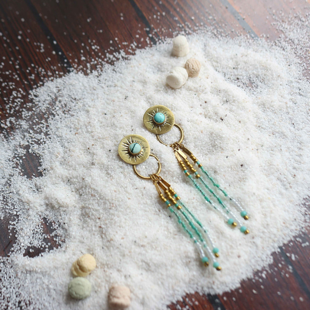 Orecchini "Sole imperfetto" Turchese naturale e perline miyuki