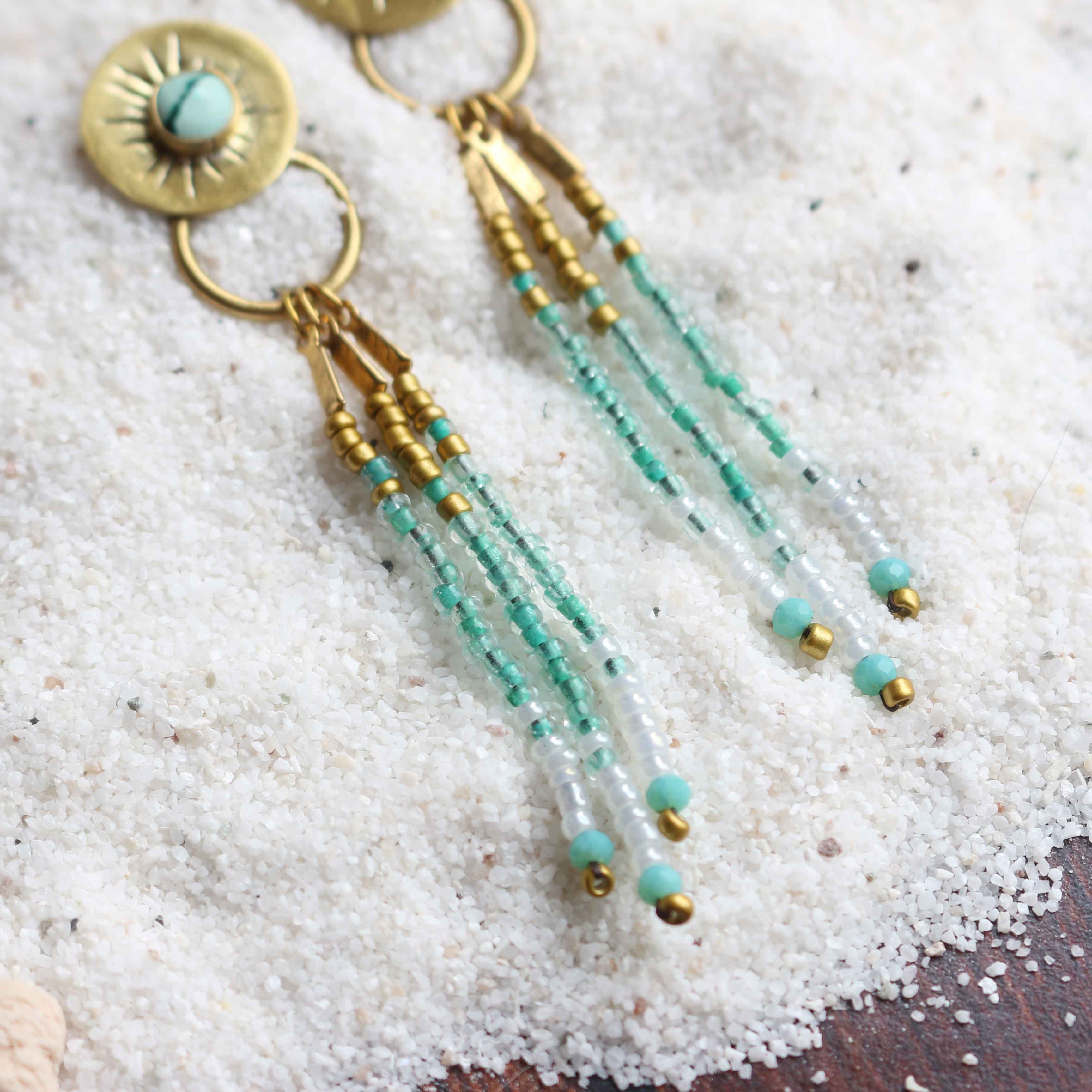 Orecchini "Sole imperfetto" Turchese naturale e perline miyuki