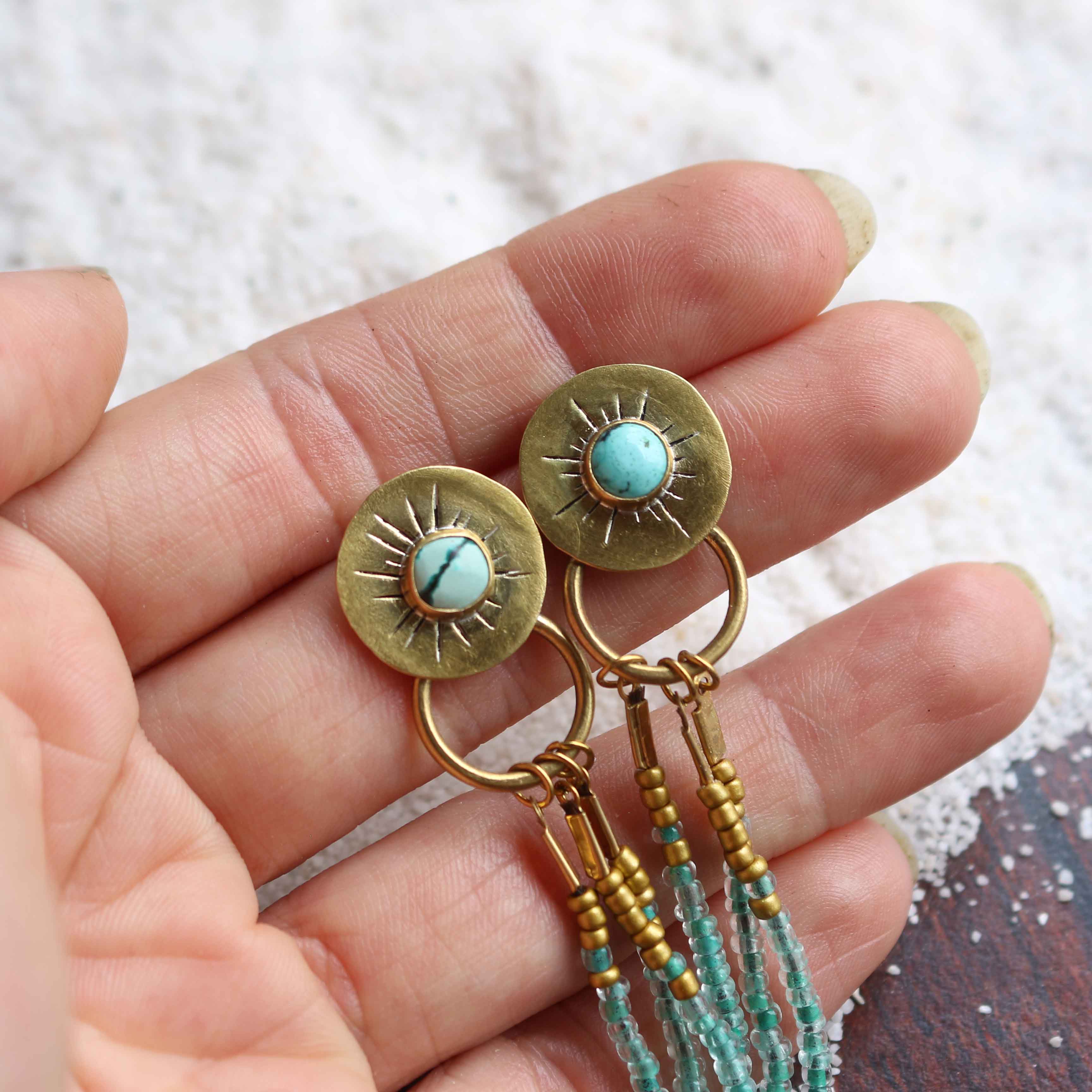 Orecchini "Sole imperfetto" Turchese naturale e perline miyuki