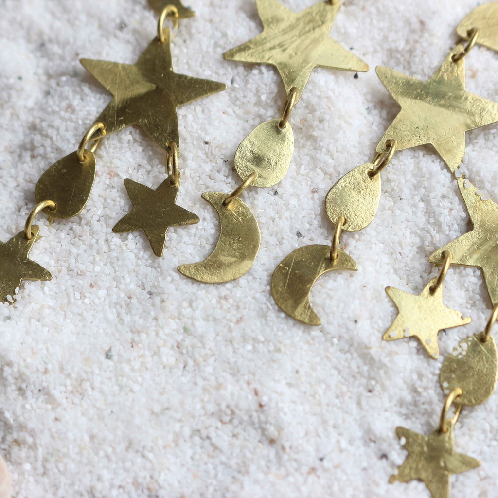 Orecchini "Andromeda" Stelle e Lune oro