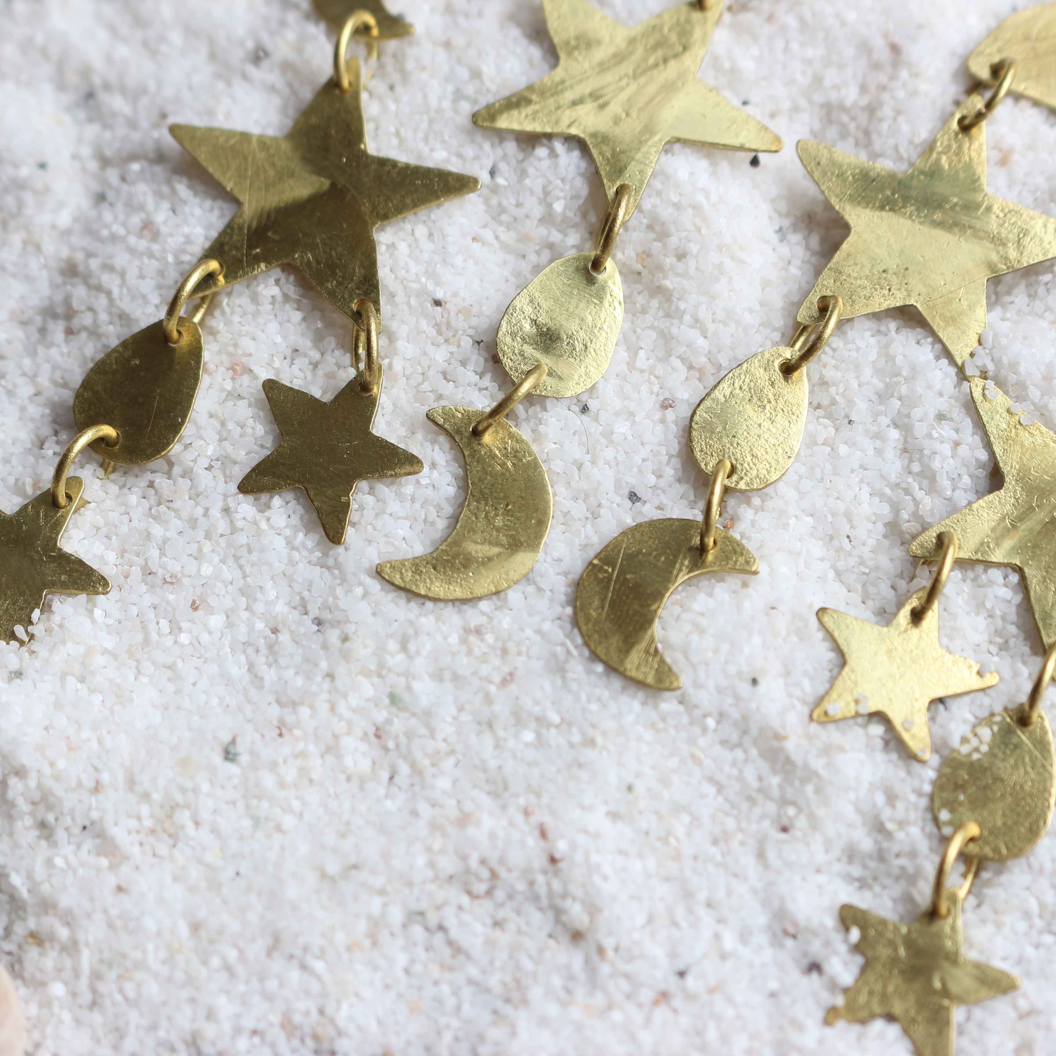 Orecchini "Andromeda" Stelle e Lune oro
