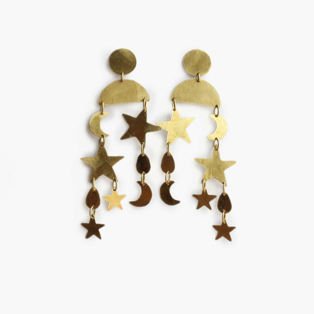 Orecchini "Andromeda" Stelle e Lune oro