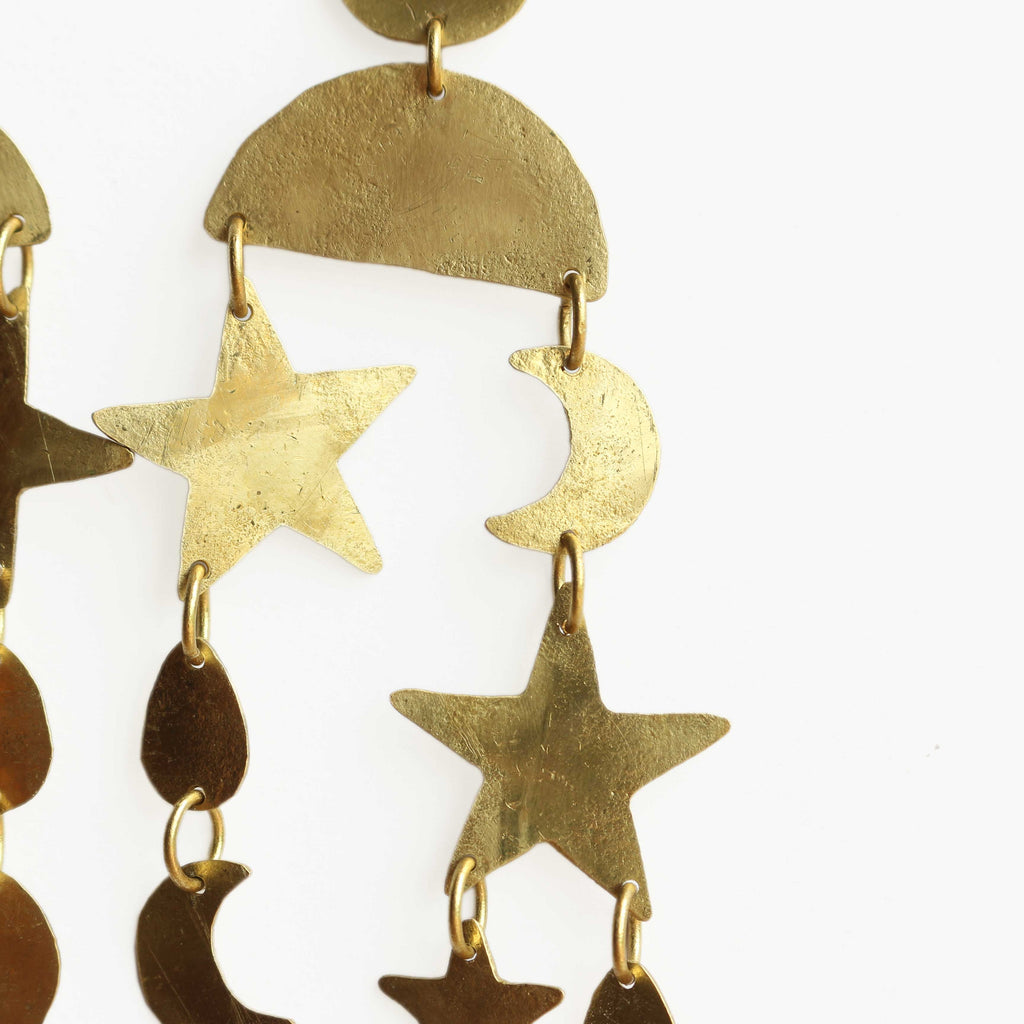 Orecchini "Andromeda" Stelle e Lune oro