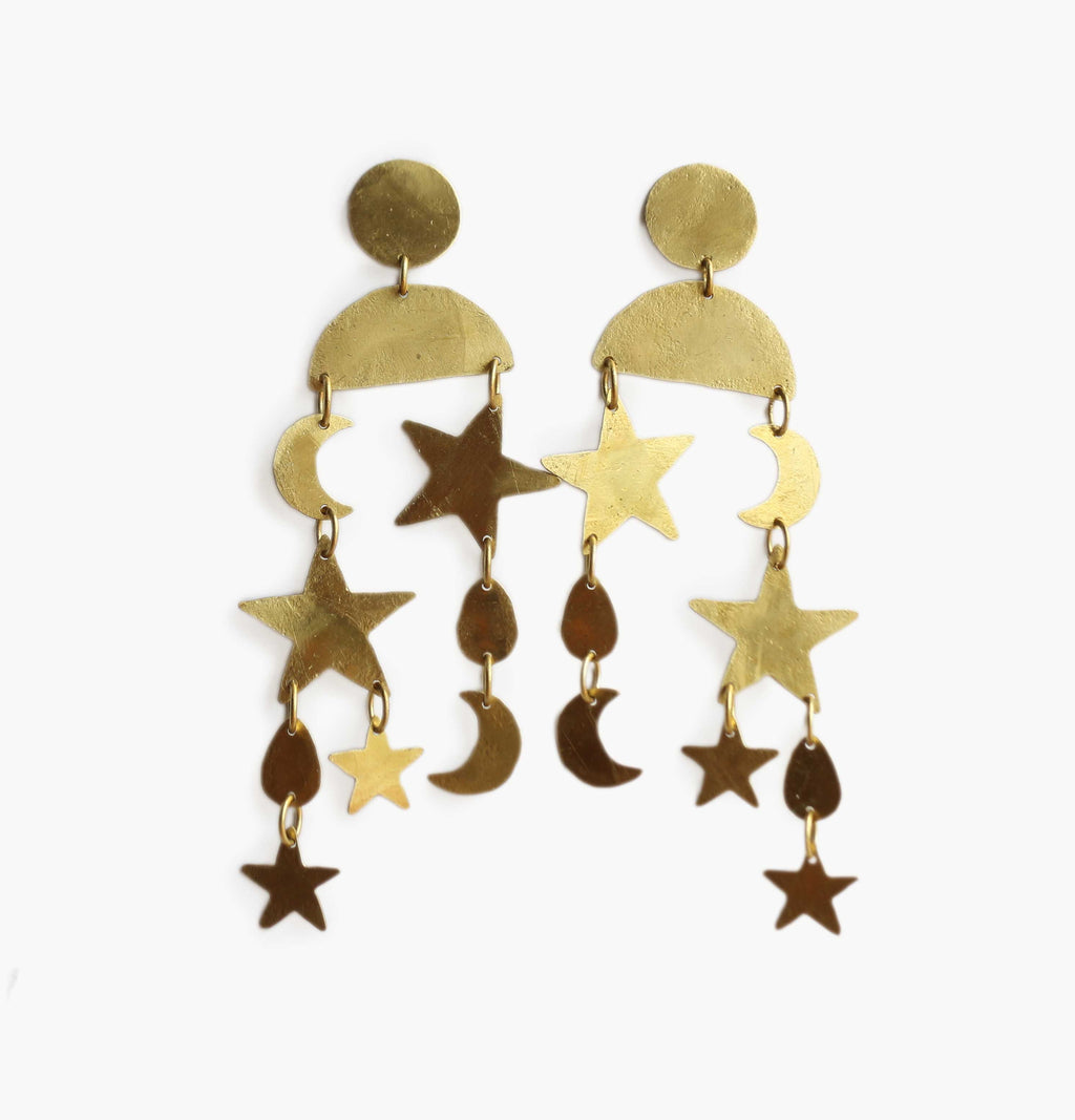 Orecchini "Andromeda" Stelle e Lune oro