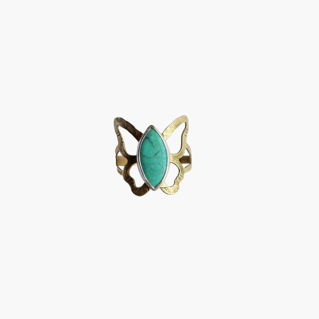 Anello Farfalla "Ali del Cielo" Turchese naturale