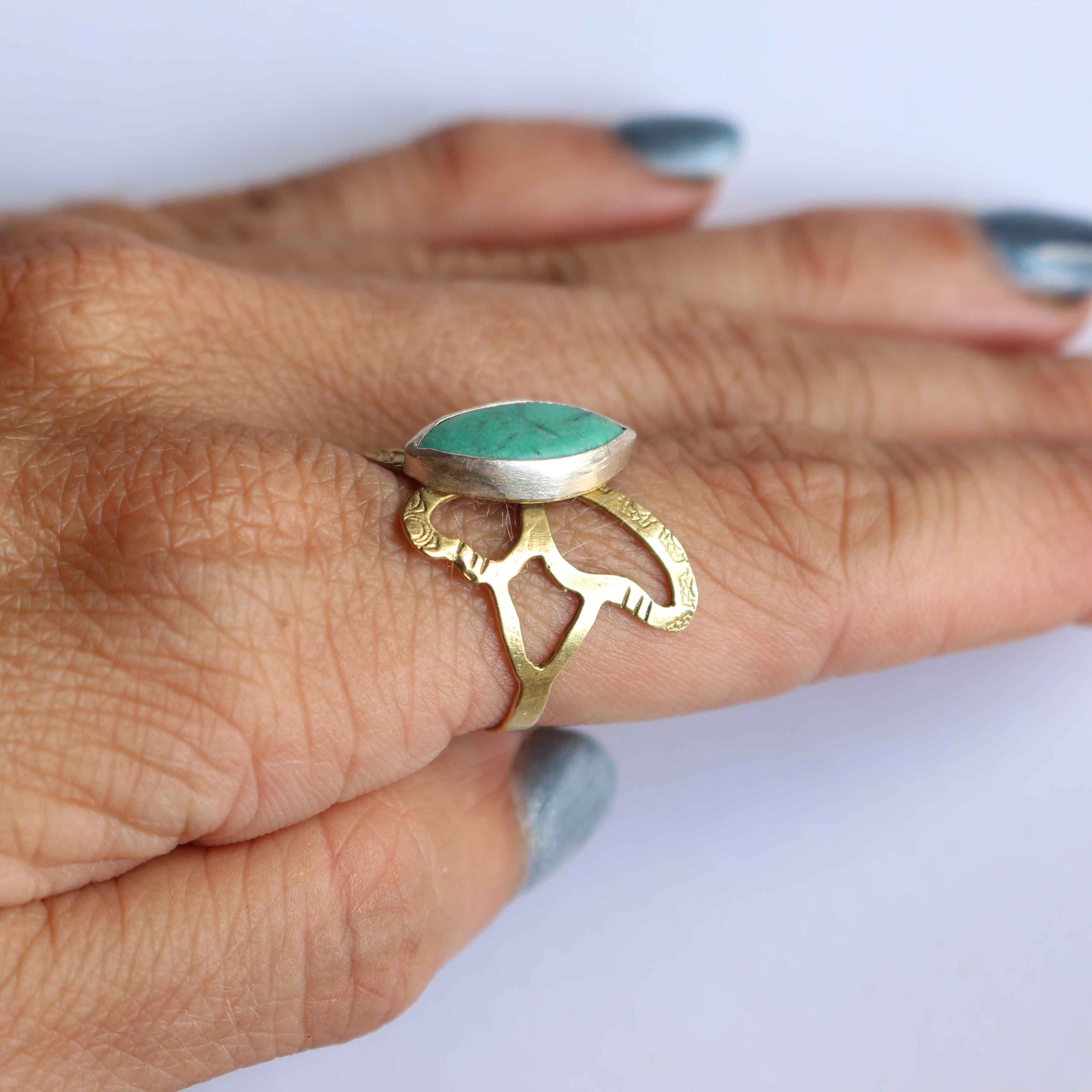 Anello Farfalla "Ali del Cielo" Turchese naturale