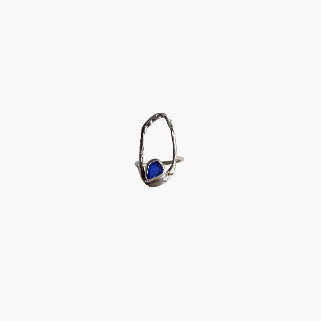 Anello "Onda Silenziosa" Vetrino del Mare Blu