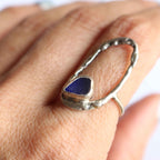 Anello "Onda Silenziosa" Vetrino del Mare Blu