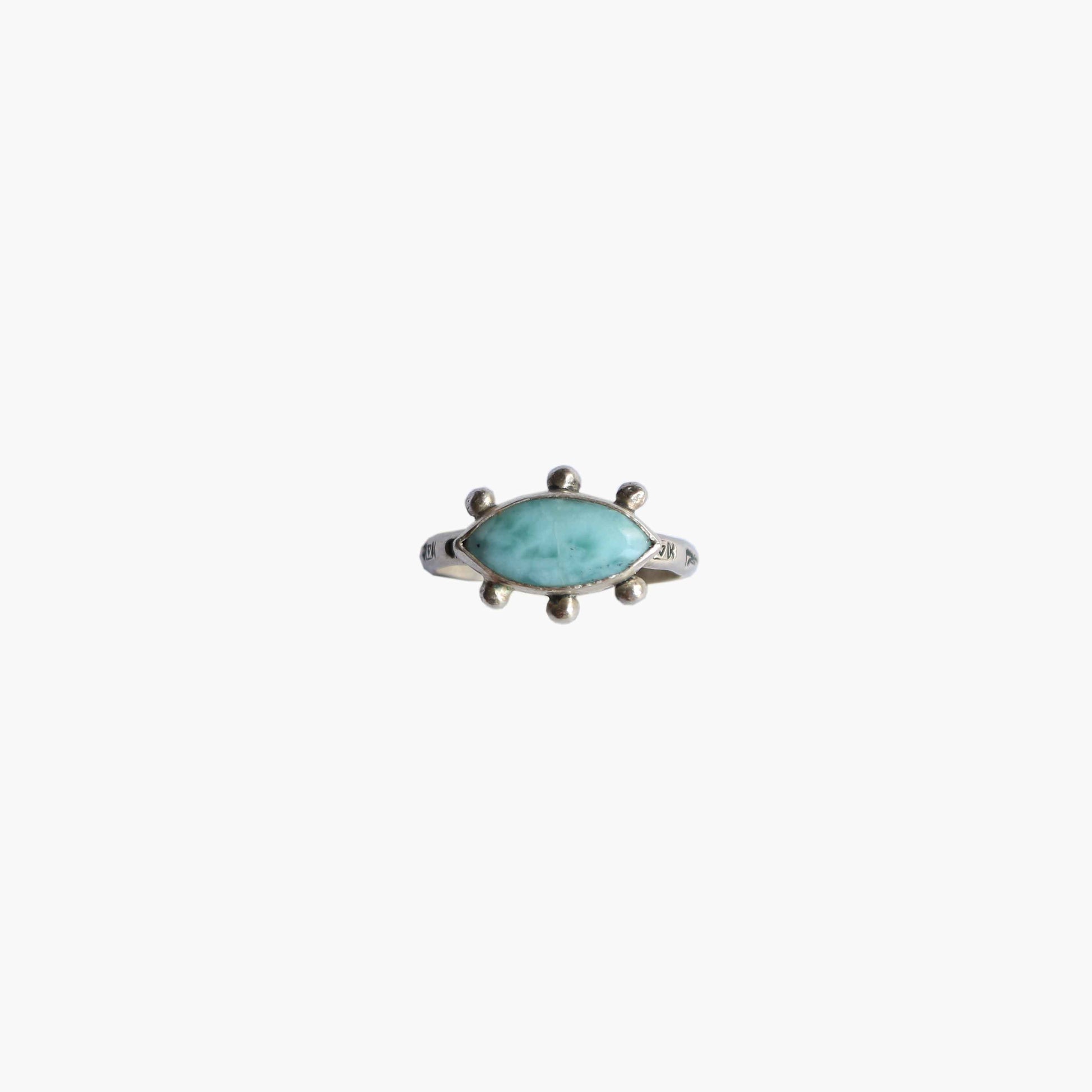 Anello "Occhio del Mare" Larimar naturale