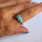 Anello "Occhio del Mare" Larimar naturale