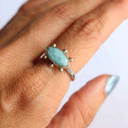 Anello "Occhio del Mare" Larimar naturale